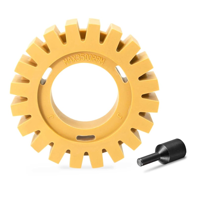 EWK Hollow Serrated Decal Eraser Wheel, Rubber Remover Wheel for Grinder, Ideal for Adhesives, Pinstripes, and Decals Removal - Image 1